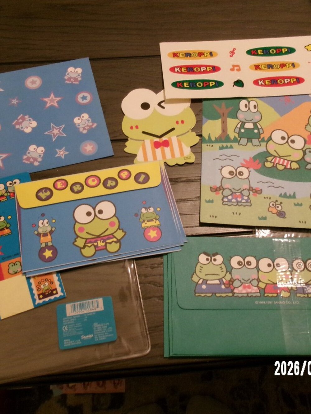 Vintage 1997-1998 Sanrio Keroppi Frog Lot Writing Stationary Notes Stickers Case